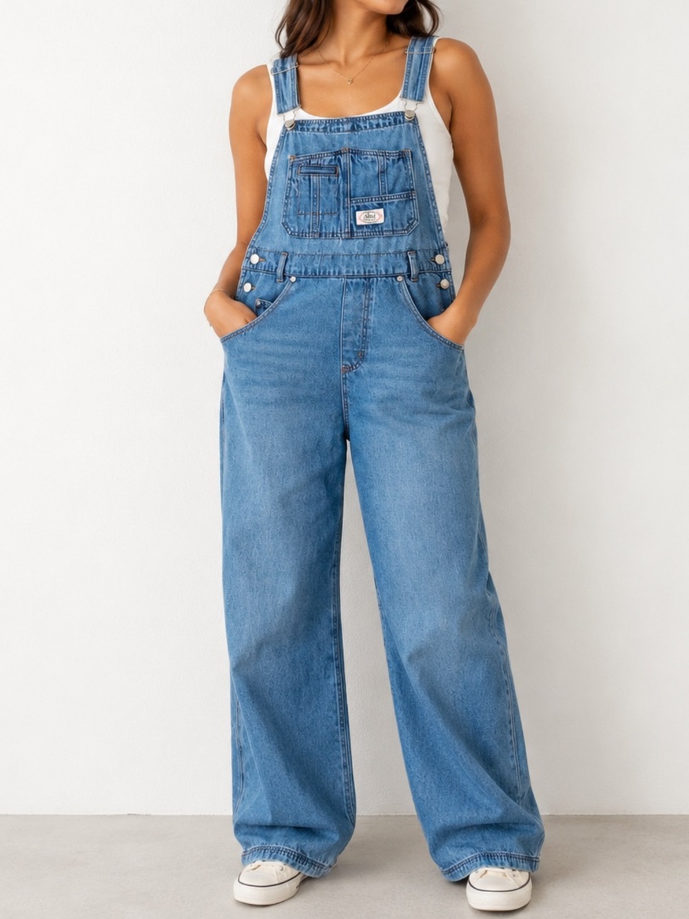 La Roux Blue Wide Leg Vintage 90s Denim Overalls